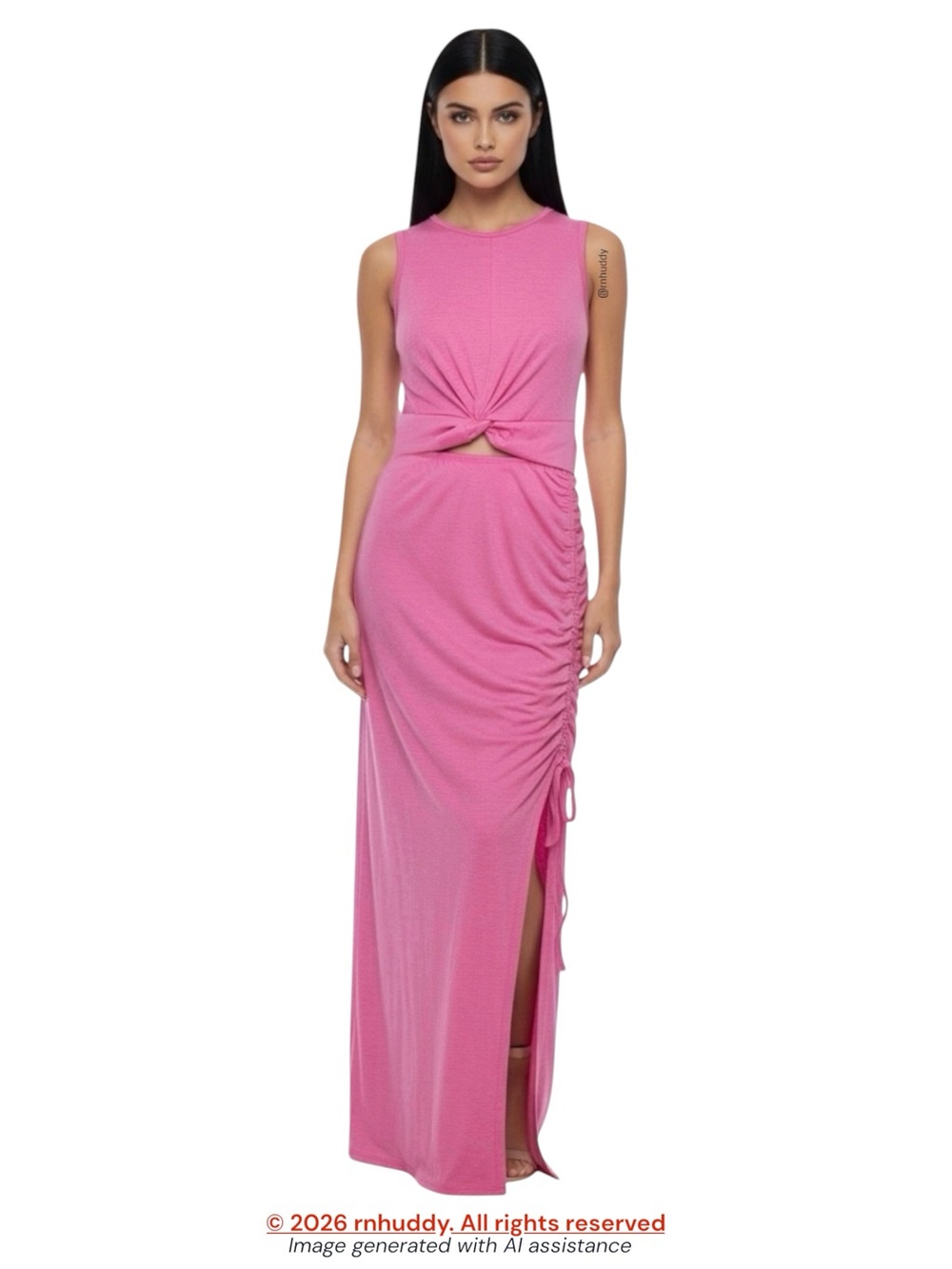NWT Lyaner XL pink cutout twist ruched maxi dress